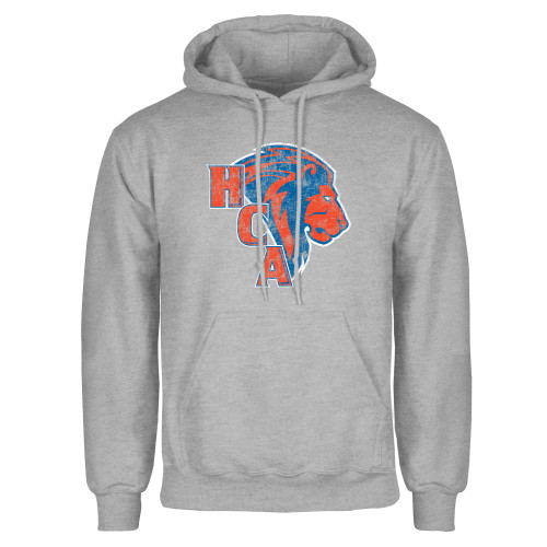  Grey Fleece Hoodie - HCA Lion 3 Color Distressed