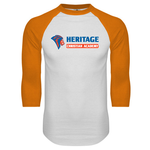  White/Orange Raglan Baseball T Shirt - HCS Horizontal