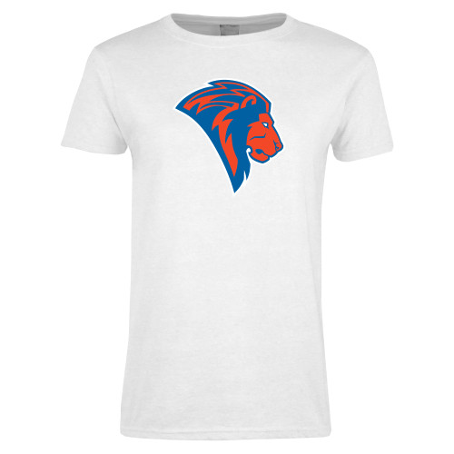  Womens White Short Sleeve Tee - Lion Head