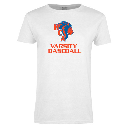  Womens White Short Sleeve Tee - Varsity Baseball