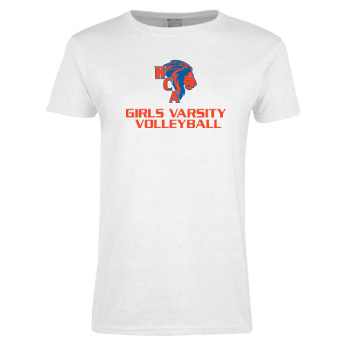  Womens White Short Sleeve Tee - Girls Varsity Volleyball