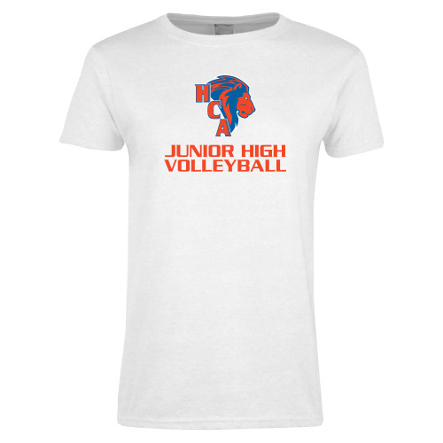  Womens White Short Sleeve Tee - Junior High Volleyball