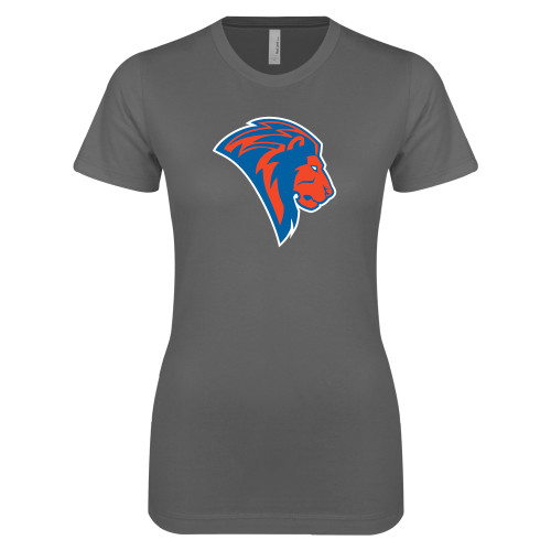  Next Level Womens Charcoal Boyfriend Tee - Lion Head