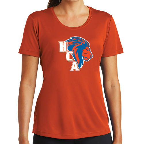  Womens Orange Performance Tee - HCA Lion 3 Color
