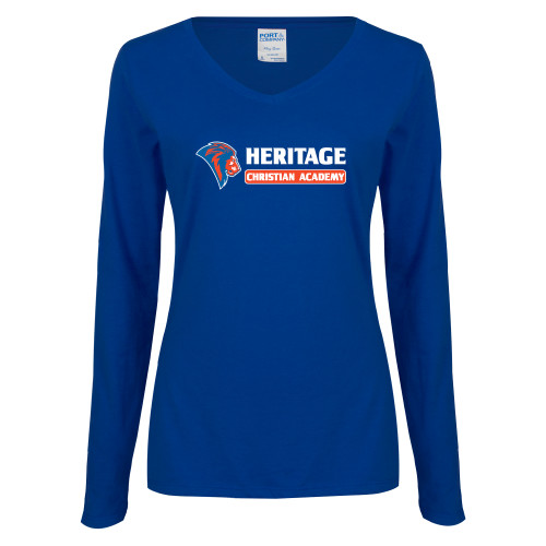  Womens Royal Long Sleeve V Neck Tee  - HCS Horizontal