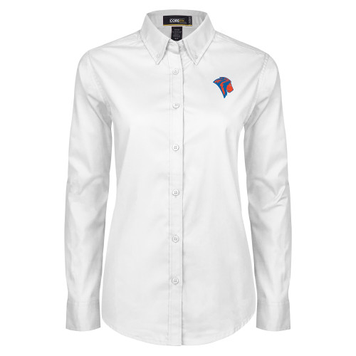  Womens White Twill Button Down Long Sleeve - Lion Head