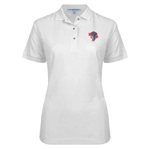  Womens Silk Touch White Pique Polo - HCA Lion 3 Color