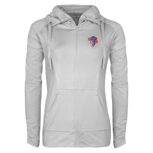  Womens White Sport Wick Stretch Full Zip Jacket - HCA Lion 3 Color