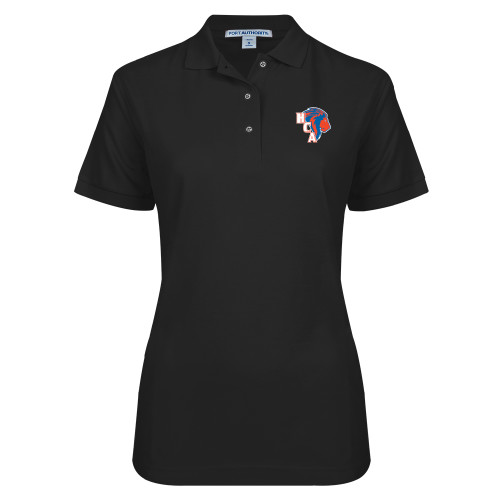  Womens Silk Touch Black Pique Polo - HCA Lion 3 Color