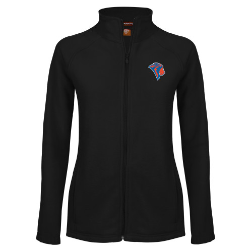  Womens Black Fleece Full Zip Jacket - Lion Head