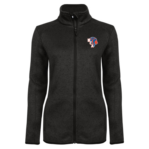  Womens Black Heather Fleece Jacket - HCA Lion 3 Color