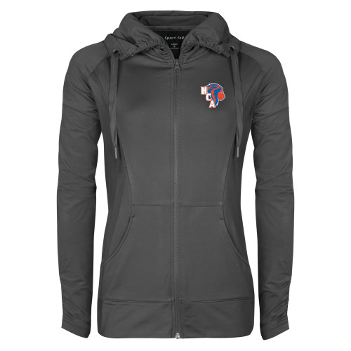  Womens Charcoal Sport Wick Stretch Full Zip Jacket - HCA Lion 3 Color