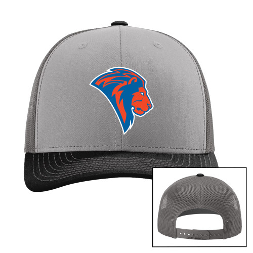  Richardson Grey/Charcoal/Black Trucker Hat - Lion Head