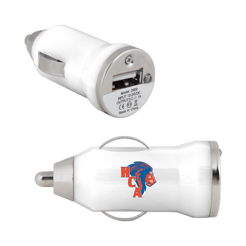  On the Go White Car Charger - HCA Lion