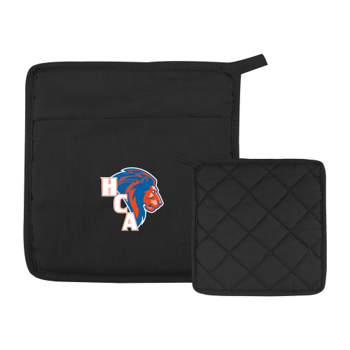  Quilted Canvas Black Pot Holder - HCA Lion