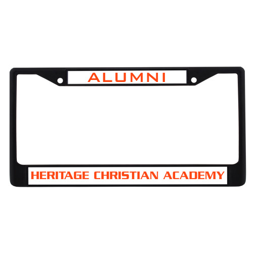  Alumni Metal License Plate Frame in Black - Heritage Christian Academy Flat