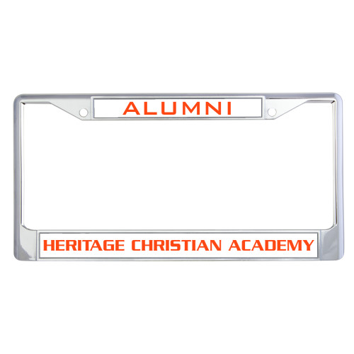  Alumni Metal License Plate Frame in Chrome - Heritage Christian Academy Flat