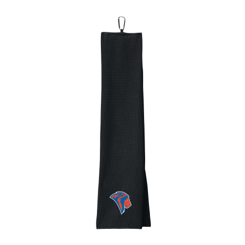  Black Waffle Microfiber Golf Towel - Lion Head