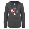 Thumbnail image for  ENZA Womens Dark Heather V Notch Raw Edge Fleece Hoodie