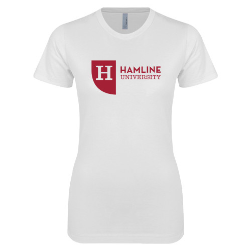  Next Level Womens White Boyfriend Tee - Hamline University