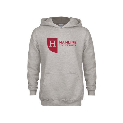  Youth Grey Fleece Hood - Hamline University