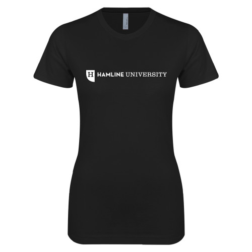  Next Level Womens Black Boyfriend Tee - Hamline Wordmark