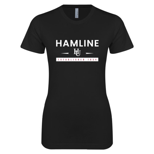  Next Level Womens Black Boyfriend Tee - Hamline Estblished