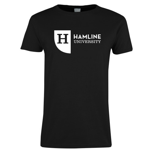  Womens Black Short Sleeve Tee - Hamline University