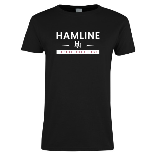  Womens Black Short Sleeve Tee - Hamline Estblished