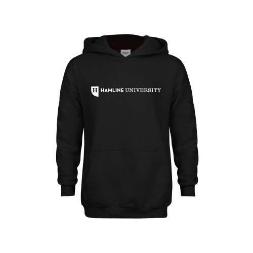  Youth Black Fleece Hoodie - Hamline Wordmark