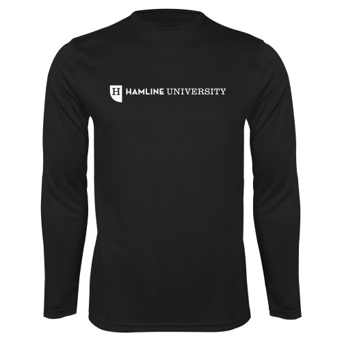  Black Performance Long Sleeve Shirt - Hamline Wordmark