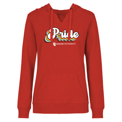  Univ Womens Plus Red Hoodie - Hamline University Pride Script