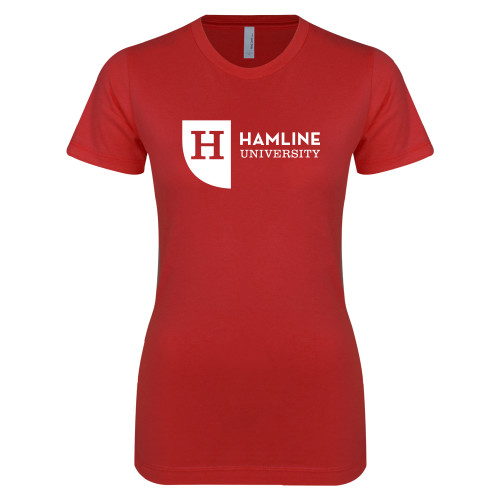  Next Level Womens Red Boyfriend Tee - Hamline University