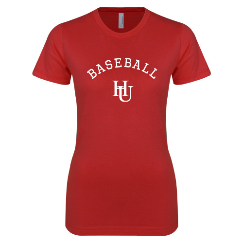  Next Level Womens Red Boyfriend Tee - Baseball