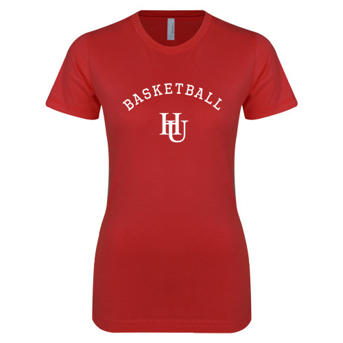  Next Level Womens Red Boyfriend Tee - Basketball