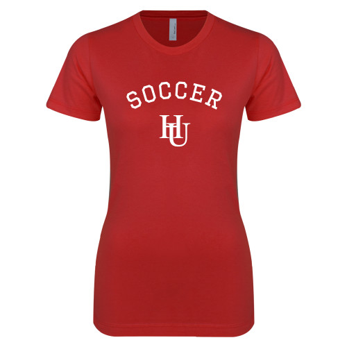  Next Level Womens Red Boyfriend Tee - Soccer