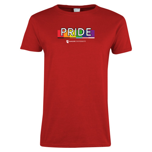  Univ Womens Red Short Sleeve Tee - Hamline University Pride