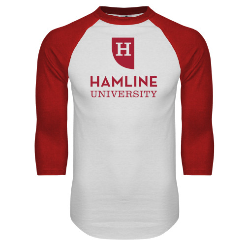  White/Red Raglan Baseball T Shirt - Primary
