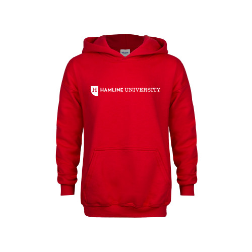  Youth Red Fleece Hoodie - Hamline Wordmark
