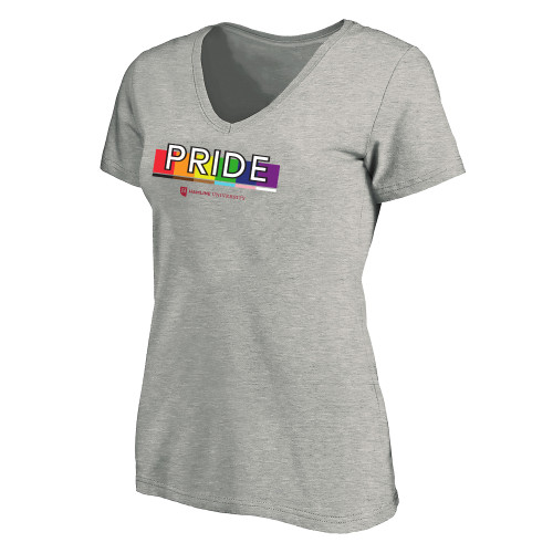  Univ Womens Plus Heather Grey V Neck T Shirt - Hamline University Pride
