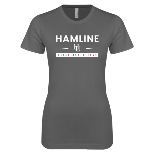  Next Level Womens Charcoal Boyfriend Tee - Hamline Estblished