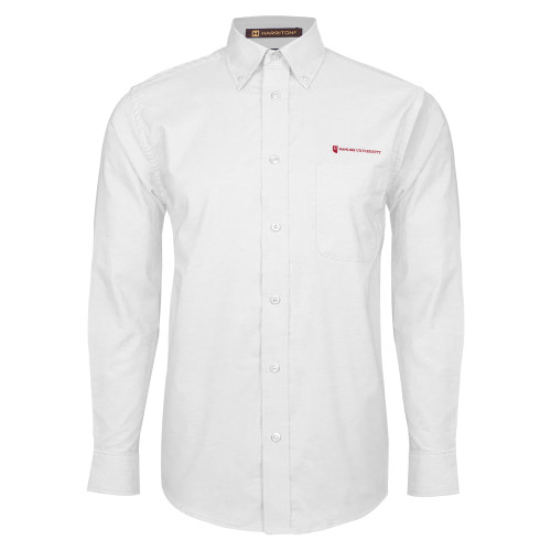  White Oxford Long Sleeve Shirt - Hamline Wordmark