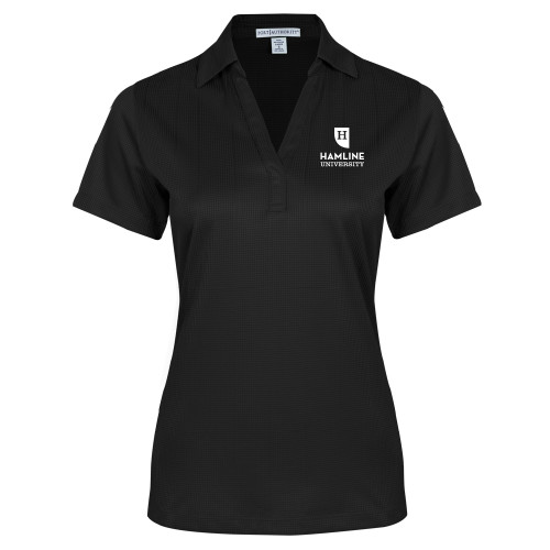  Univ Womens Black Performance Fine Jacquard Polo - Primary