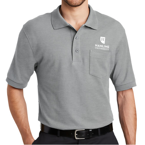  Grey Silk Touch Polo w/ Pocket - Primary