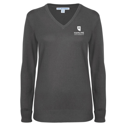  Univ Womens Charcoal Heather VNeck Sweater  - Primary