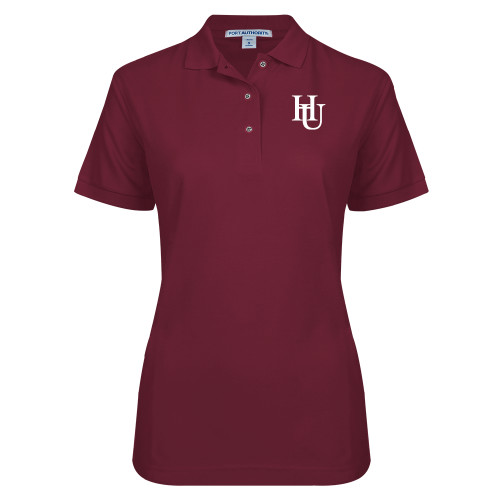  Univ Womens Silk Touch Maroon Pique Polo - HU