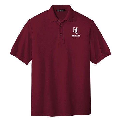  Univ Burgundy Silk Touch Polo - HU University