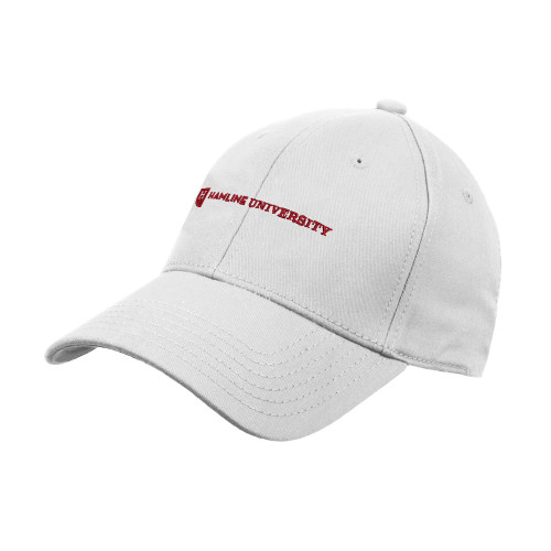  White Structured Adjustable Pro Style Hat - Hamline Wordmark