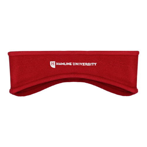  Red Stretch Fleece Headband - Hamline Wordmark