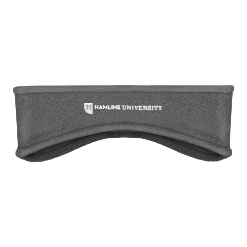  Charcoal Stretch Fleece Headband - Hamline Wordmark
